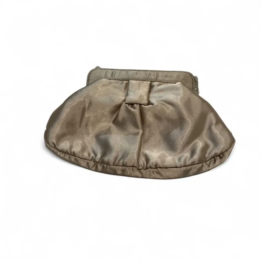 Betsey Johnson Clutch Women‎ OS Champagne Good Sequin Bow Satin Evening Bag